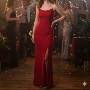 JESSICA MCCLINTOCK Gunne Sax 5/6 USA Y2K Vintage‎ Red Evening Gown Slip Dress